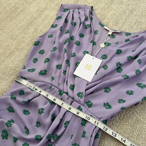 NWT Wayf Floral Faux Wrap Pleated Blouse Top XS - Picture 6 of 10